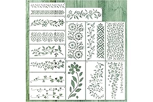 Color Aid Paper 4.5 x 6; 14-Piece Vine Border Stencil Leaf Stencils...