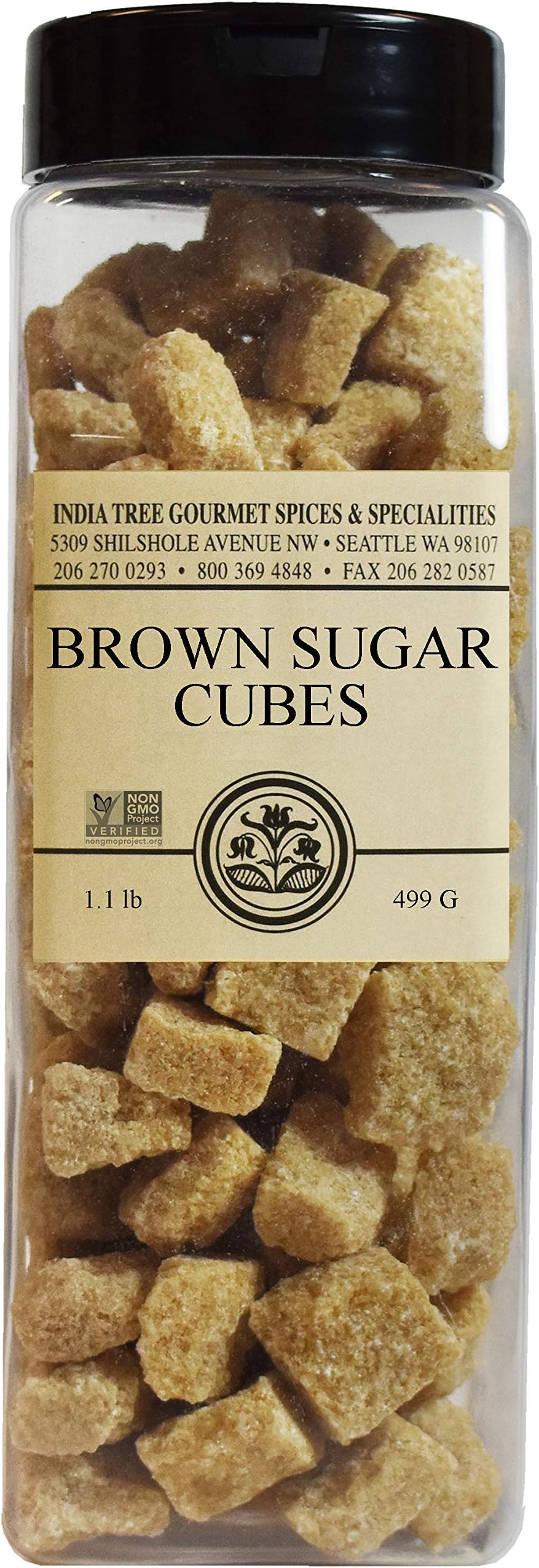 India Tree Brown Sugar Cubes from Mauritius - 1.1 lb Pantry Pak - Unrefined Demerara Cane Sugar - Non-GMO Fair Trade Natural Sweetener for Coffee, Tea, and Baking