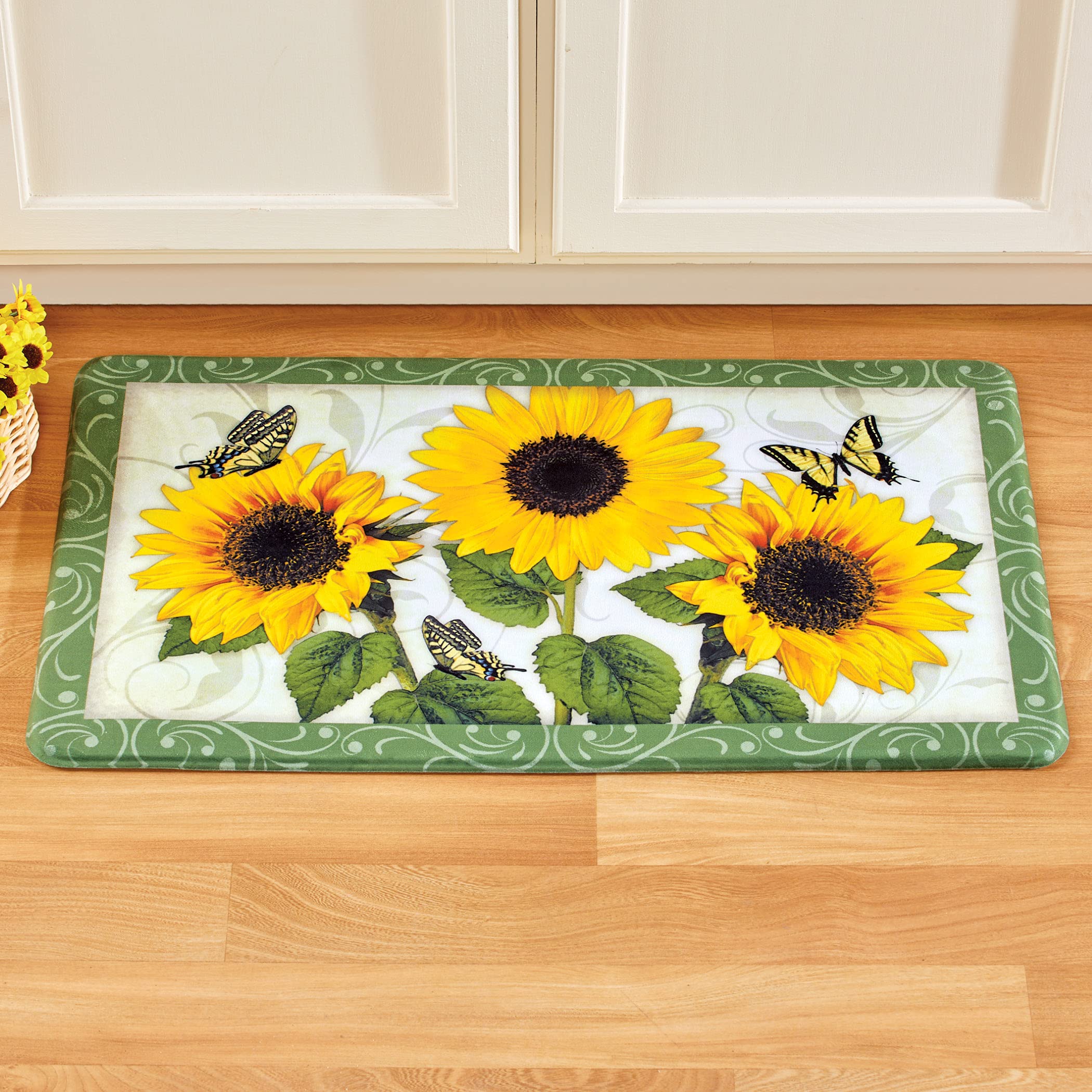 Collections Etc Decorative Country Kitchen Anti-Fatigue Foam Mat with Border with Skid-Resistant Backing