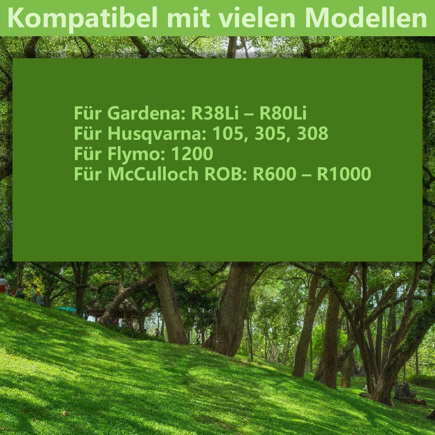 Drehbares Hinterrad reibungslos drehbar，Rasen schonend，kompatibel mit Gardena R40Li, Husqvarna 105, Flymo 1200，vormontiertes Ersatzrad mit Kugellager