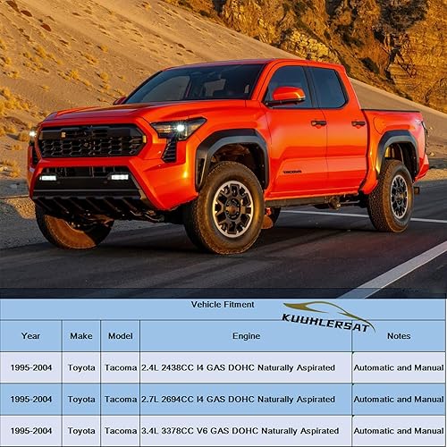 Miniatura 2 de KUUHLERSAT Tacoma - Radiador compatible con Toyota Tacoma 1995-2004 2.4L 2.7L L4 3.4L V6, 3 filas de aluminio CU1778 radiador + cubiertaventilador +