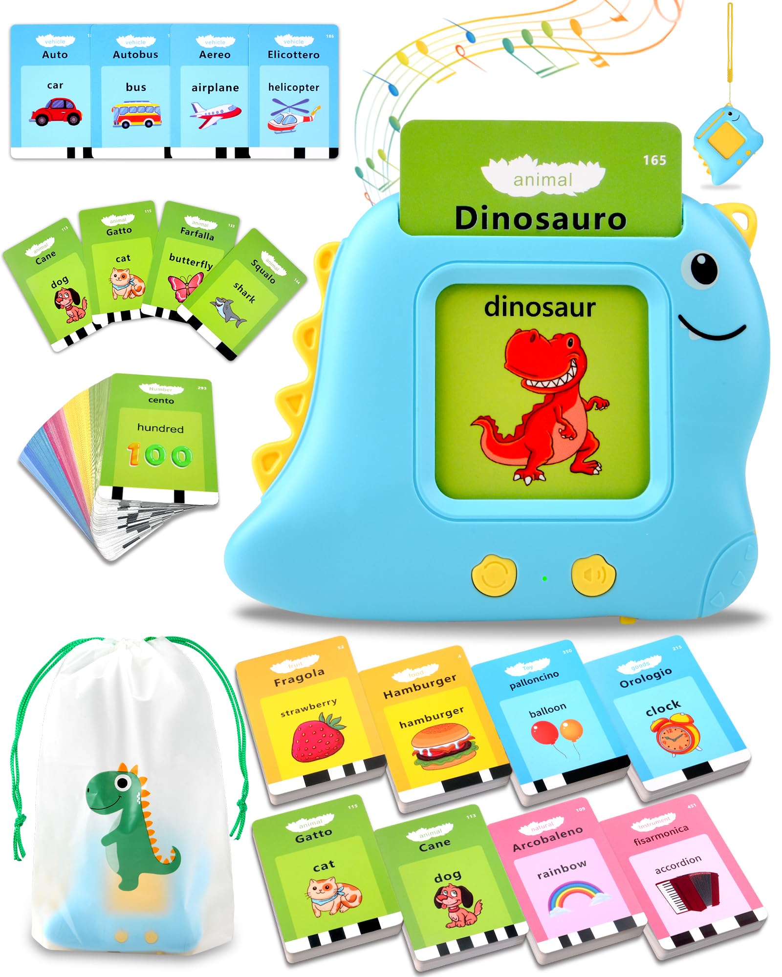 510 Parole flashcards bambini italiano e inglese, amico vocabolo gioco italiano,giochi montessori 2 anni, educativi prescolari Lingua Imparare a parlare Colori Numero Animali Blu