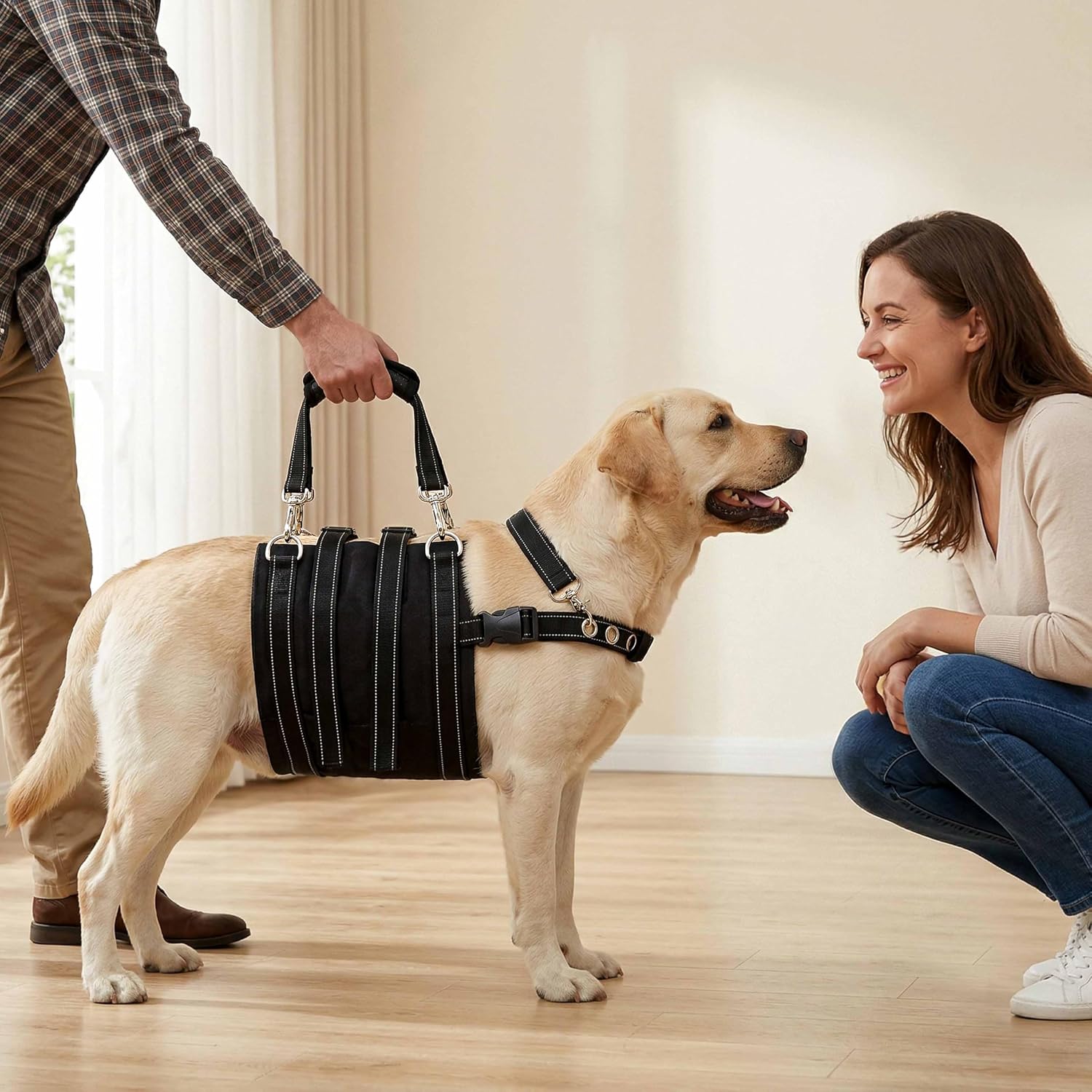 CWV Adjustable Male Dog Lift Harness for Large Dogs, Soft and Portable Dog Dling for Large Dogs Hind Leg Support,Help em up Harness for Senior, Injured, Disabled and After Surgery Dogs, Large