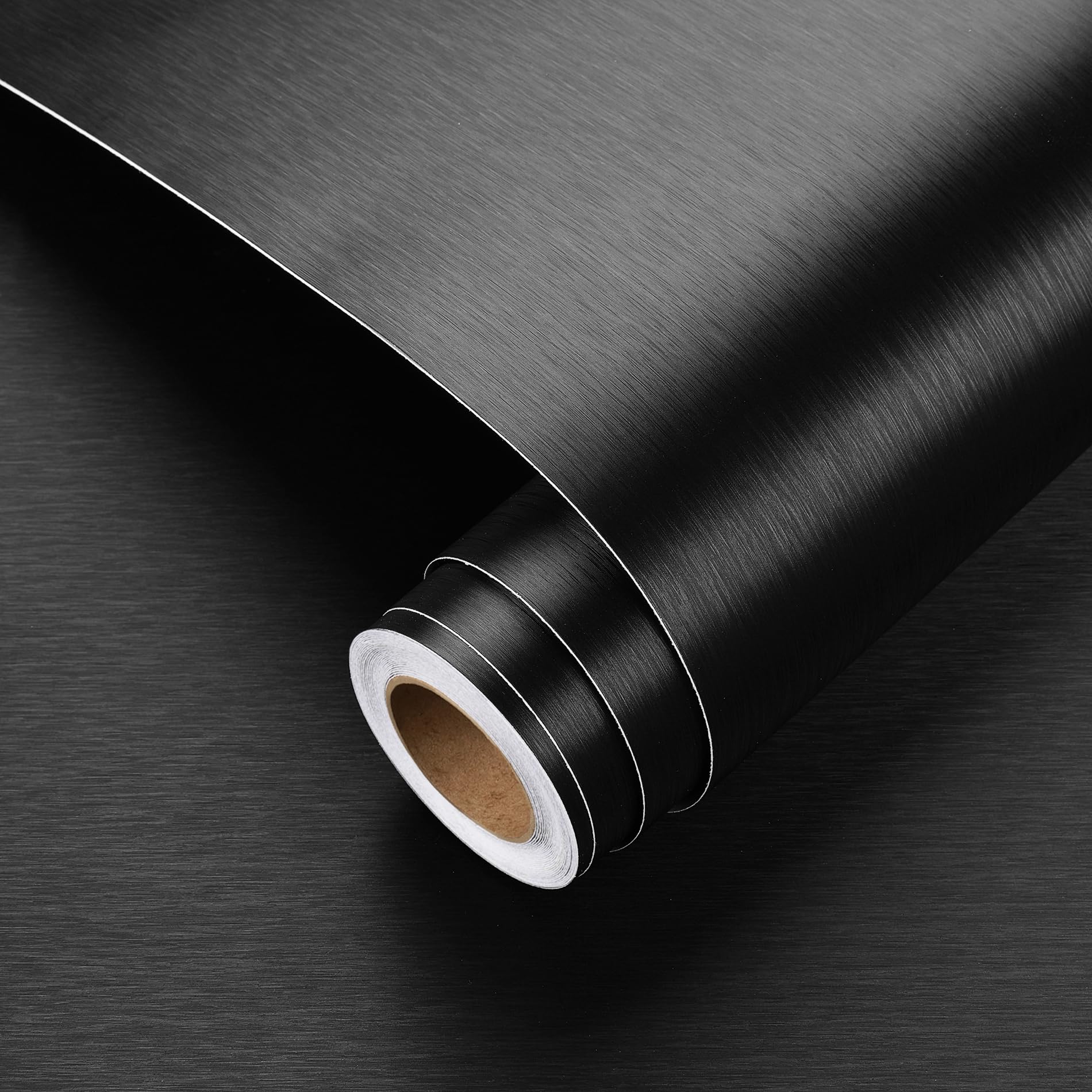 Yenhome 24"X200" Black Stainless Steel Contact Paper for Appliances Refrigerator Wrap Black Wallpaper Peel and Stick Countertop Contact Paper Metallic Wallpaper for Kitchen Backsplash Dishwasher Cover