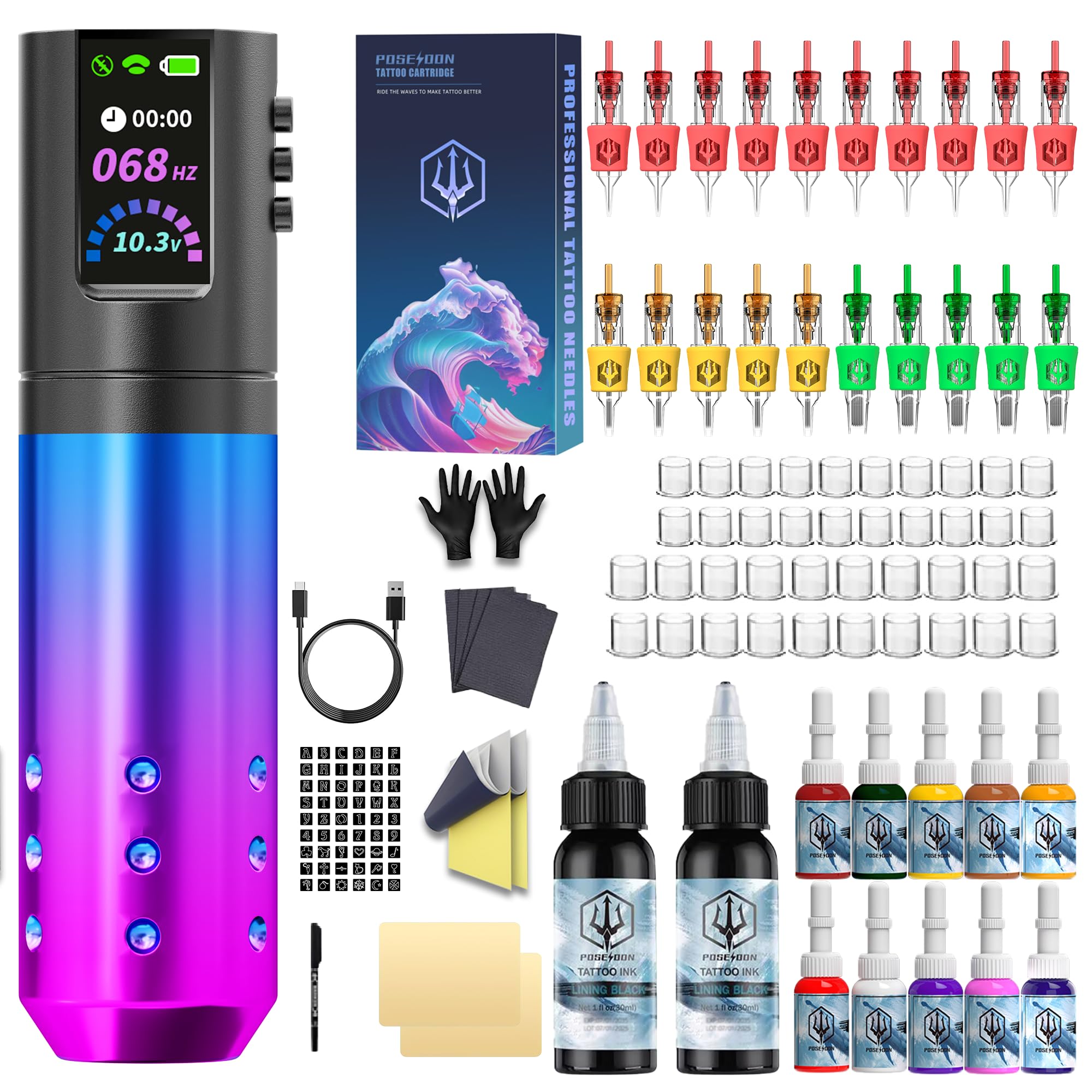 Amazon.com: POSEIDON HM132 Tattoo Gun Kit, Wireless Tattoo Pen