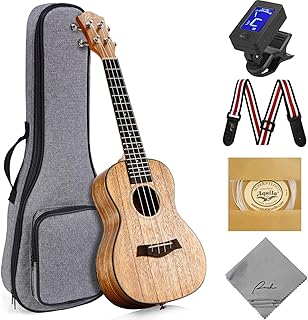 Ranch Concert Ukulele 23 inch Professional Learn to Play Beginner ukelele with 12 Free Online Lessons ukalalee Starter Instrument Kit Ukele Bundle Gig bag & Tuner & Strap & Aquila String Set - Matte