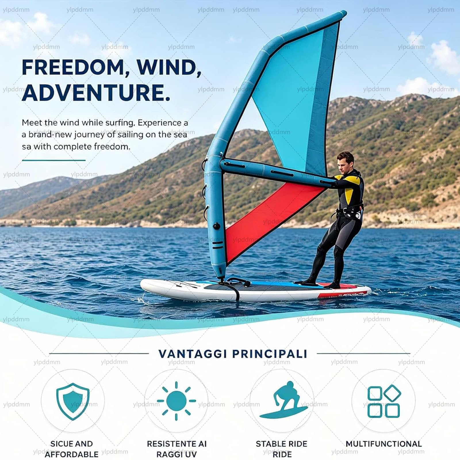 Voile de Windsurf, Planche Gonflable avec Base Rotative à 360° | Professionnelle Voile de Kitesurf Gonflable (Pompe Incluse) — Pour le Surf, l'Exploration et les Loisirs Nautiques