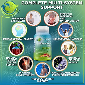Gut & Immune Health Bundle - 3-in-1 Probiotic (50 Billion CFU, 10 strains) with Digestive Enzymes & Prebiotics & Vegan Whole Food Multivitamin with Iron enriched with Fruits & Veggies - Vegan, Non-GMO