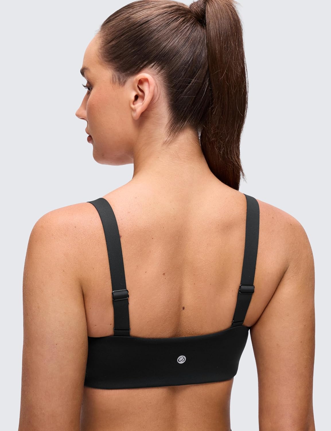 CRZ YOGA Butterluxe Adjustable Wide Strap Sports Bras for Women - Square Back Padded Scoop Neck Yoga Top