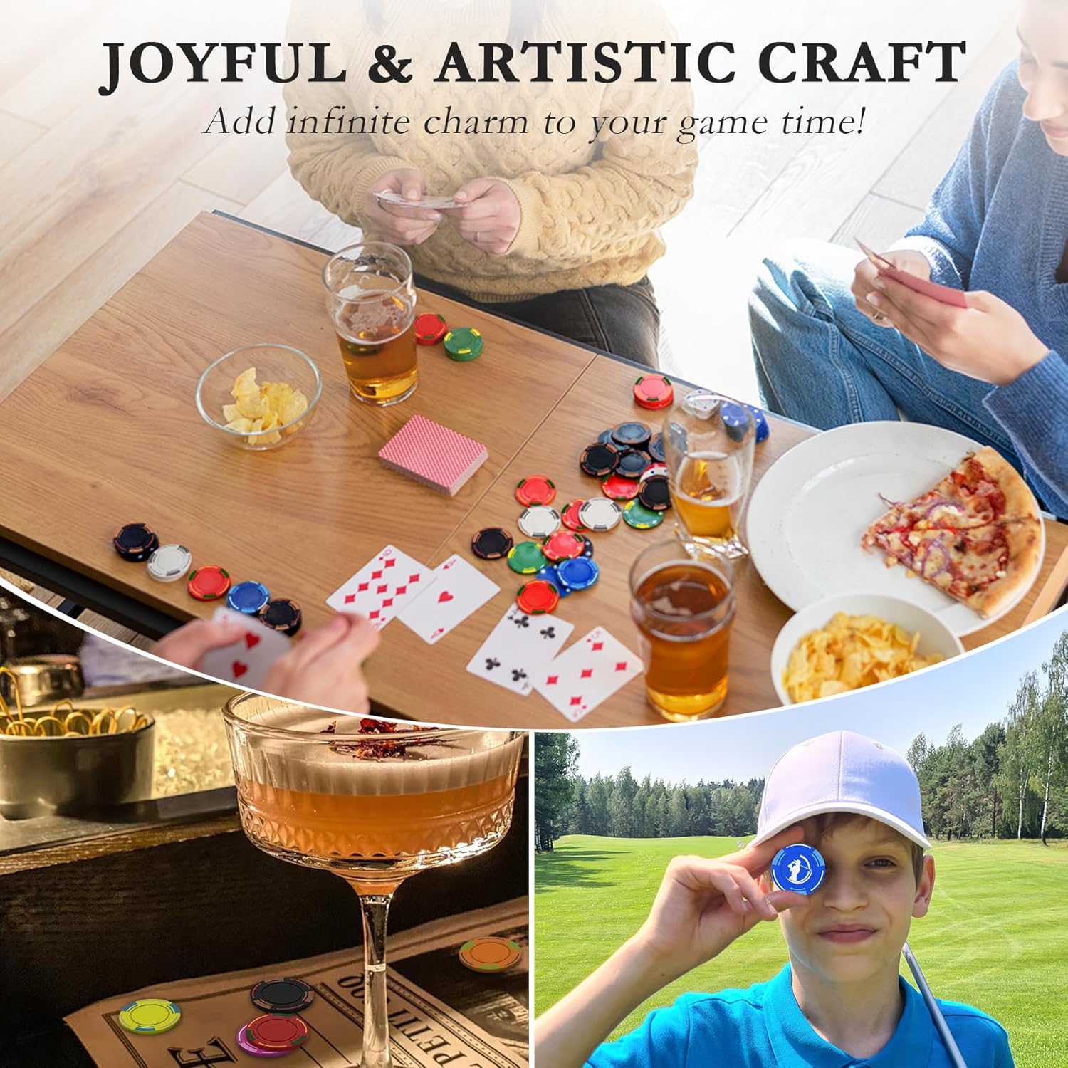 100 Custom Poker Chips, Imprinted with Your Personalized Text and Image for Drink or Bar Tokens, Bachelorette Parties,Texas Hold'em, Card Club or Late Night Poker Games