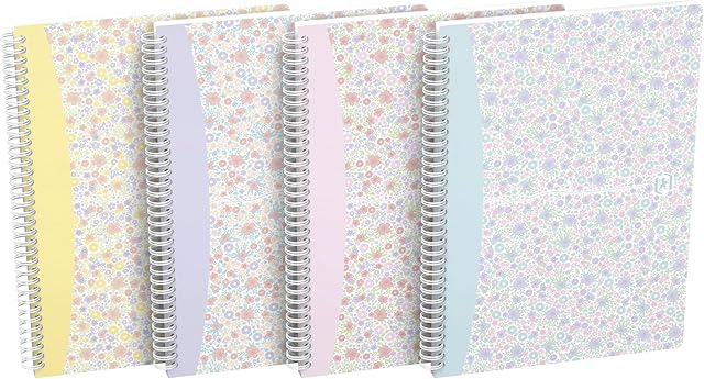 Książka na spirali Oxford B5, w linie, 60 kartek, kwiatki, 1 szt, Losowe kolory