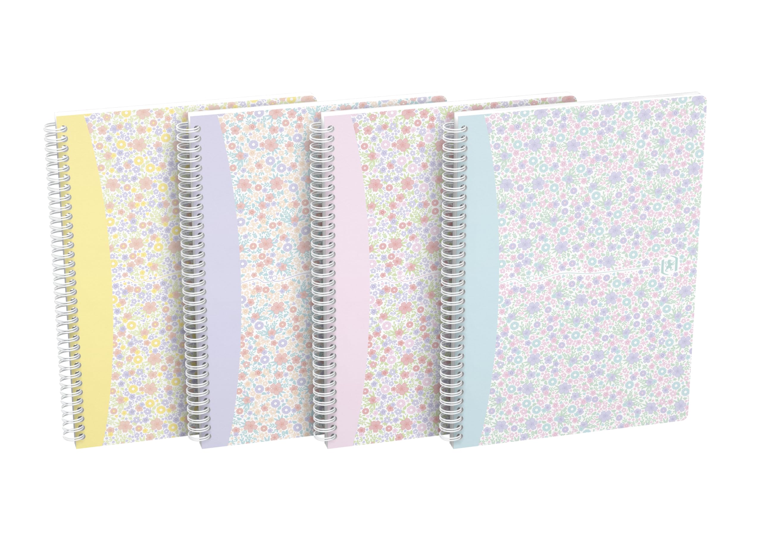 Oxford Spiral-Notizbuch B5 (17,6x25 cm) Floral kariert, 120 Seiten, 4 Designs, 5 Stück