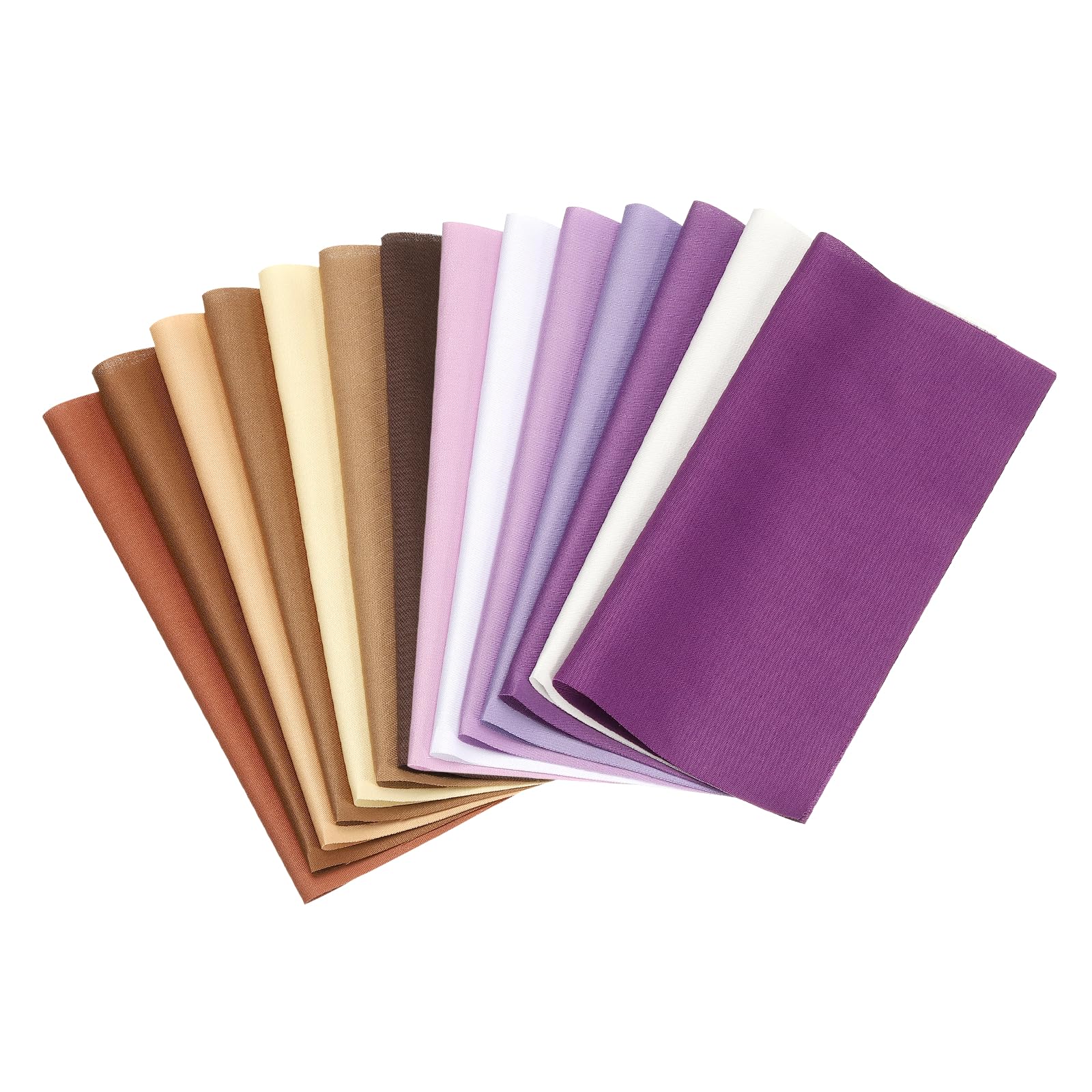 PATIKIL Cotton Fabric Bundles, 14 Pcs 8 x 8 Inch Fat Quarter Solid Color Precut Fabric Squares for Sewing Patchwork Quilting DIY, Coffee Purple-White