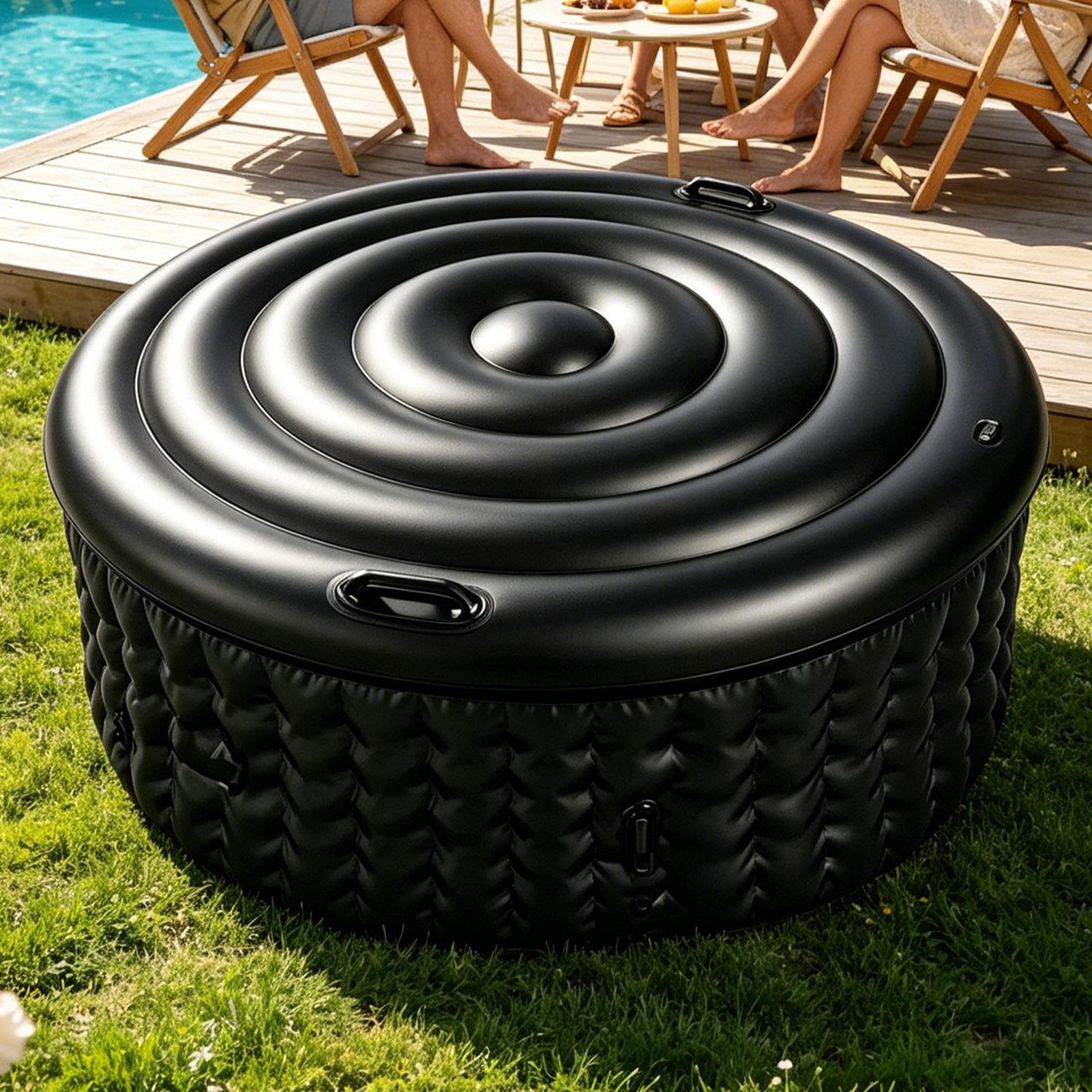 Protezione gonfiabile rotonda per vasca idromassaggio | Copertura per vasca idromassaggio per interni ed esterni, campeggio, bagno, cortile, patio, giardino, appartamento