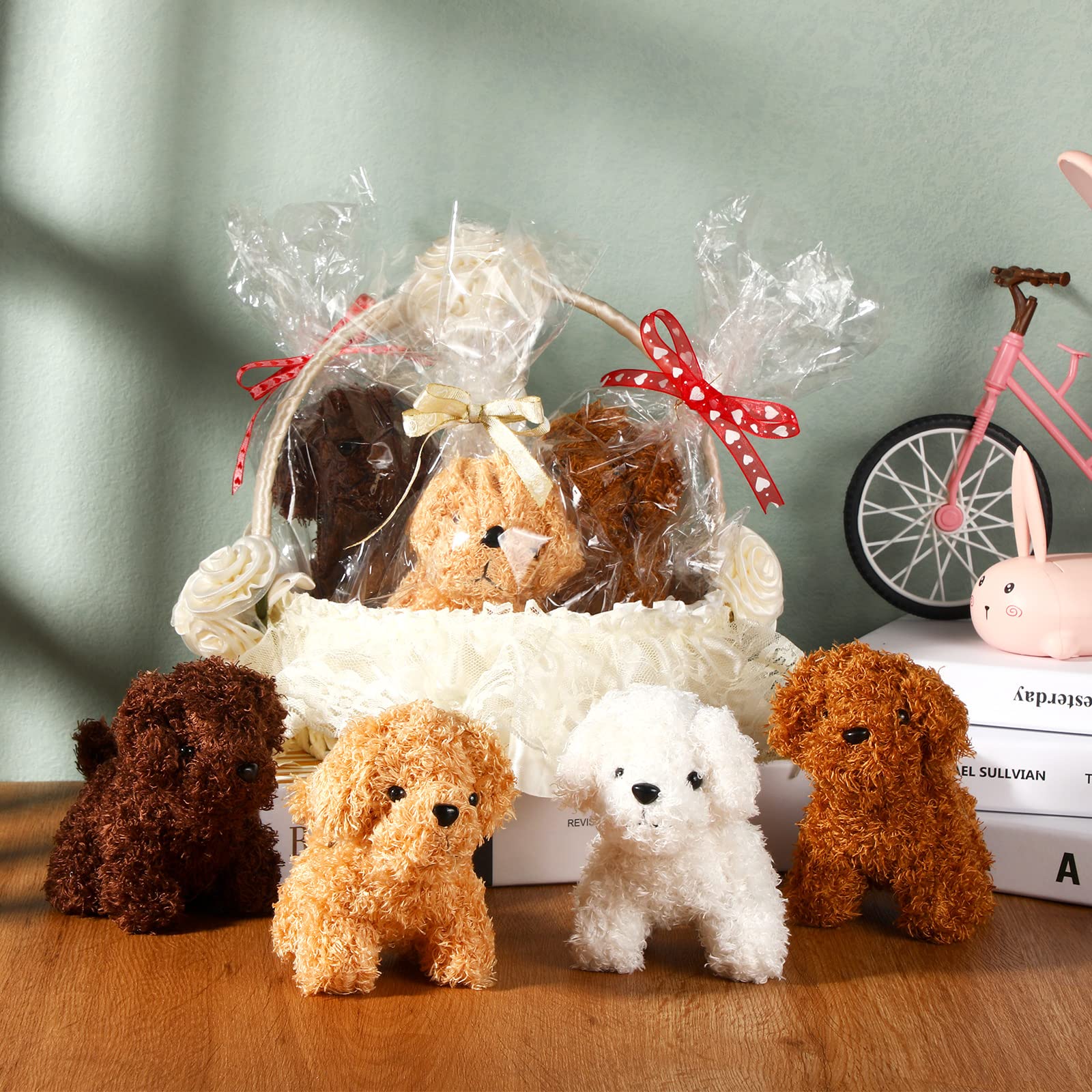 12 Stück Mini Plüsch Hunde Gefüllt Welpe mit Schlüsselanhänger Hunde Party Gefälligkeiten Klein Kuscheltier Mini Stofftiere für Kinder Goodie Tasche Füllstoffe Karneval, 4,8 Zoll (Netter Stil)