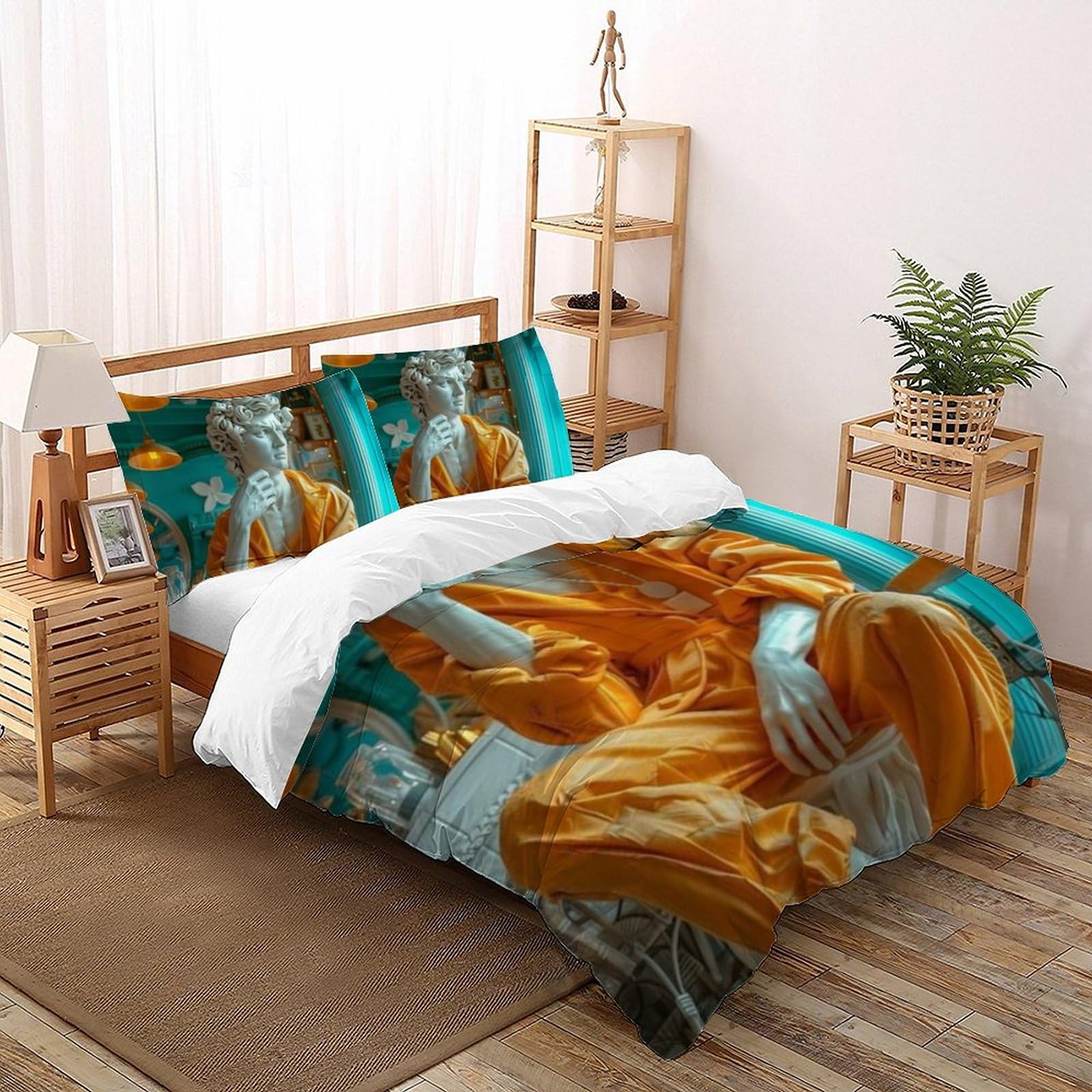 Housse de couette haut de gamme 260x220cm microfibre effet sculpture 3D