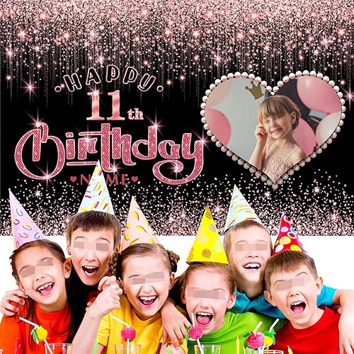 Vista 422 de Cartel personalizable de decoración de feliz cumpleaños número 49 de oro rosa – Personalización de gran tamaño fondo de fotos – Admite fotos