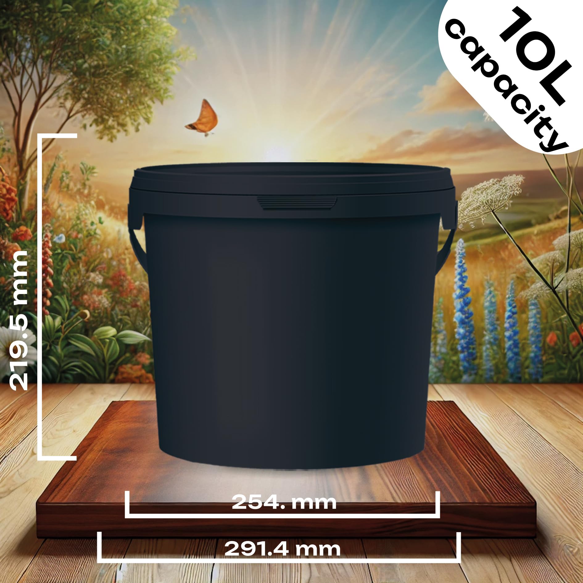 POSH Cubo con tapa, 3 x 10 l, apto para alimentos, color negro, con asa, a prueba de olores, herméticos y a prueba de fugas, de plástico resistente