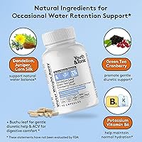 Vista 4 de Youth & Tonic Water Weight Away – Herbal Diuretics for Water Retention & Bloating Support – with Potassium & Vitamin B6 for Fluid Balance – 90 Pills