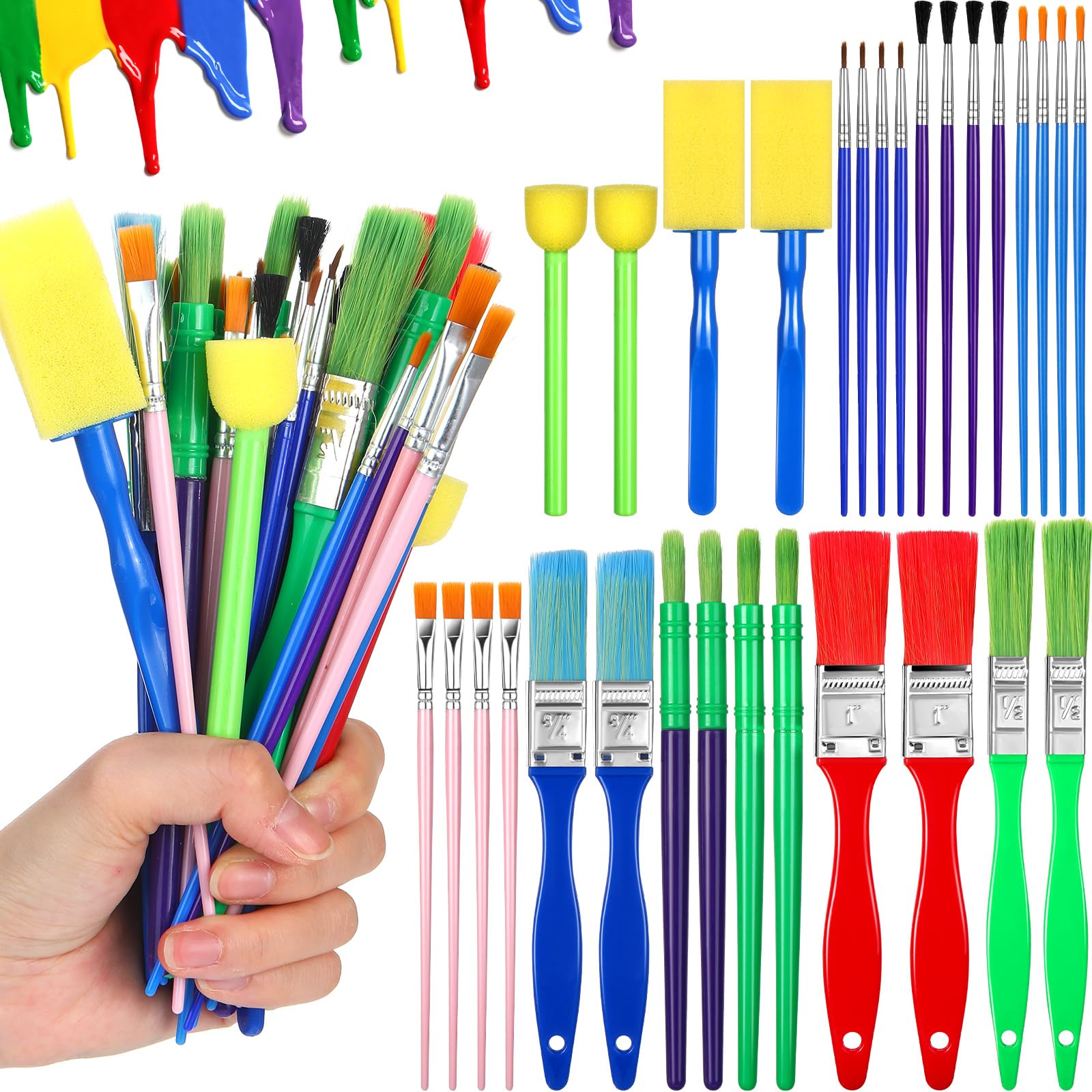 Lincia 30 Pcs Paint Brush Set Bulk for Acrylic and Washable Paints