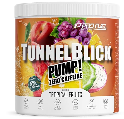 Pump Booster³ ohne Koffein TROPICAL FRUITS 440g - innovative Pump Formel aus Aminosäuren und Pflanzenextrakten – hochdosierter Pre Workout Booster³ koffeinfrei - Made in Germany - 100% vegan - Tropical Fruits - 440 g (1er Pack)