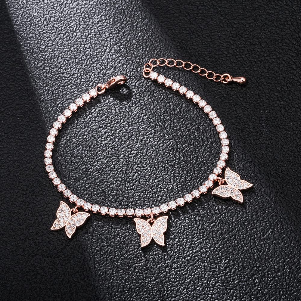 WZGWDC Pulsera Mujer Pulseras Niñas Regalo Joyería Lujo Cubic Zirconia Tenis para Cz Mariposa Regalos Nuevos Accesorios De Joyería