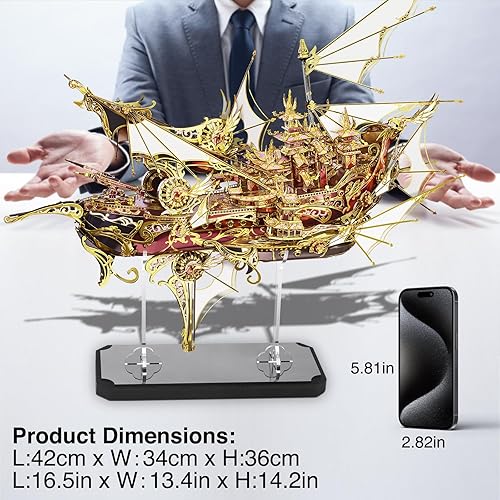 Vista 14 de Piececool LINGXIAO - Juego de rompecabezas asiáticos de metal 3D, kits de construcción de metal para adultos, rompecabezas de rompecabezas