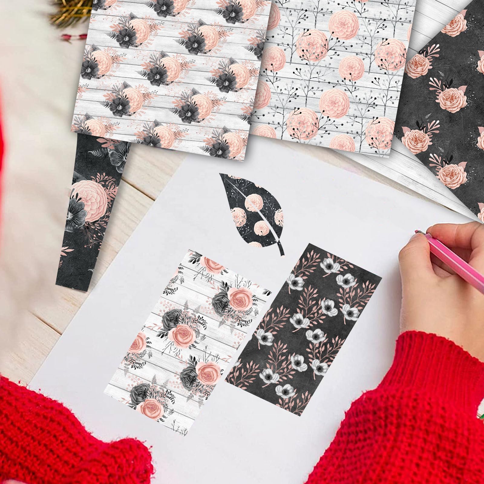 Papel para álbumes de recortes de 12 x 12 pulgadas, 24 hojas de manualidades decorativas de origami, impresión de doble cara, decoración de álbum de fotos, papel sin madera para envolver regalos