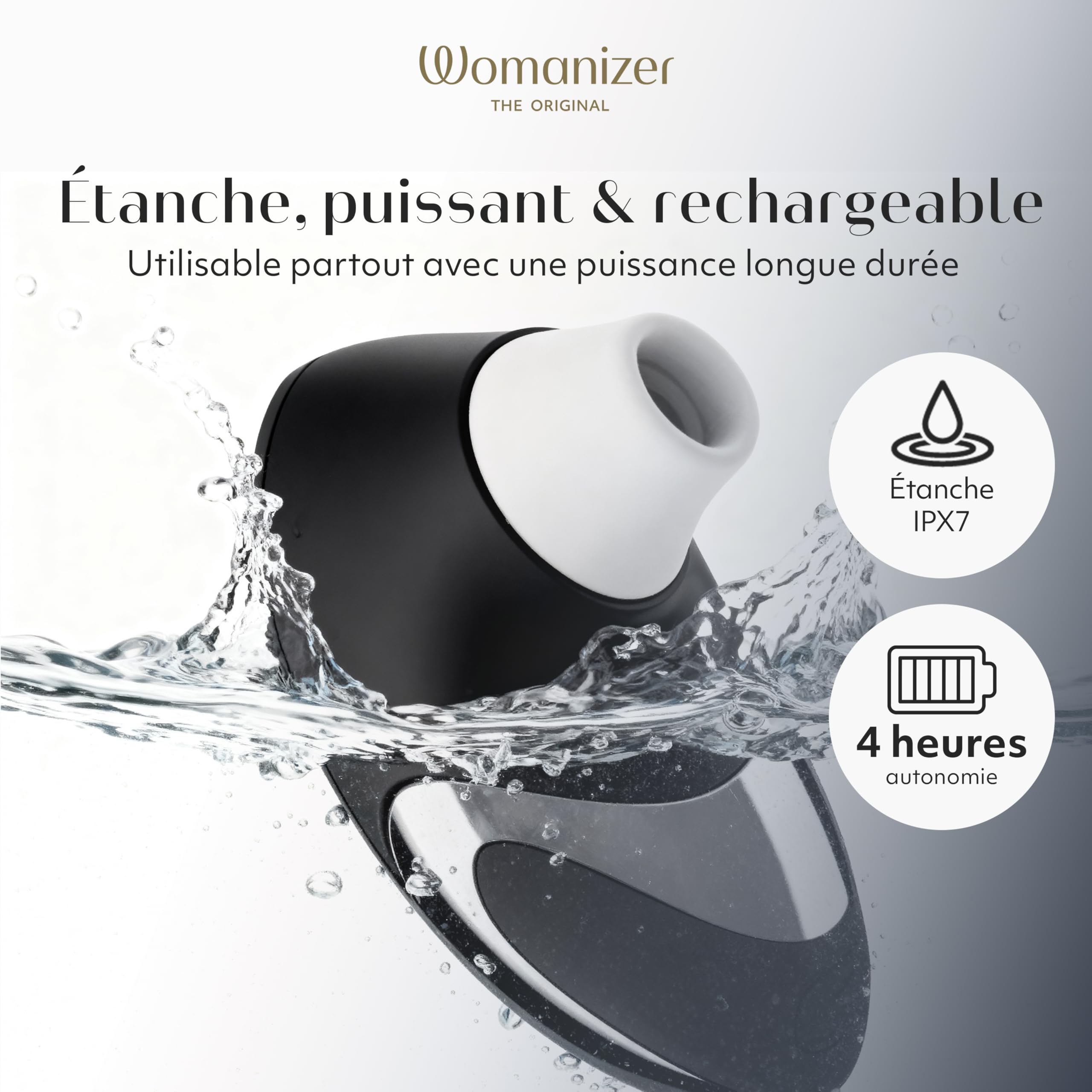 Womanizer W500 Suceur de clitoris | Stimulateur Clitoridien avec 12 niveaux d'intensité | Sex Toy aspirant Silencieux et étanche | Jouet Sexuel pour Femme | Noir