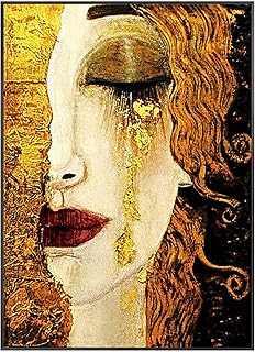 Arte astratta classica Donna che piange con lacrime d'oro Poster e stampe Dipinti su tela Immagine di arte della parete per la decorazione del soggiorno Quadro 20x28in (50x70cm)