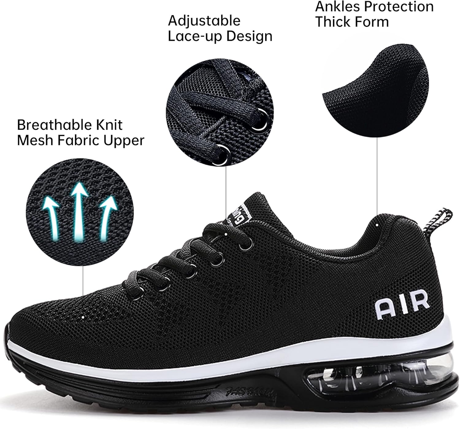 MEHOTO Womens Fashion Tennis Walking Shoes Sport Air Fitness Gym Jogging Running Sneakers 5.5 Black02