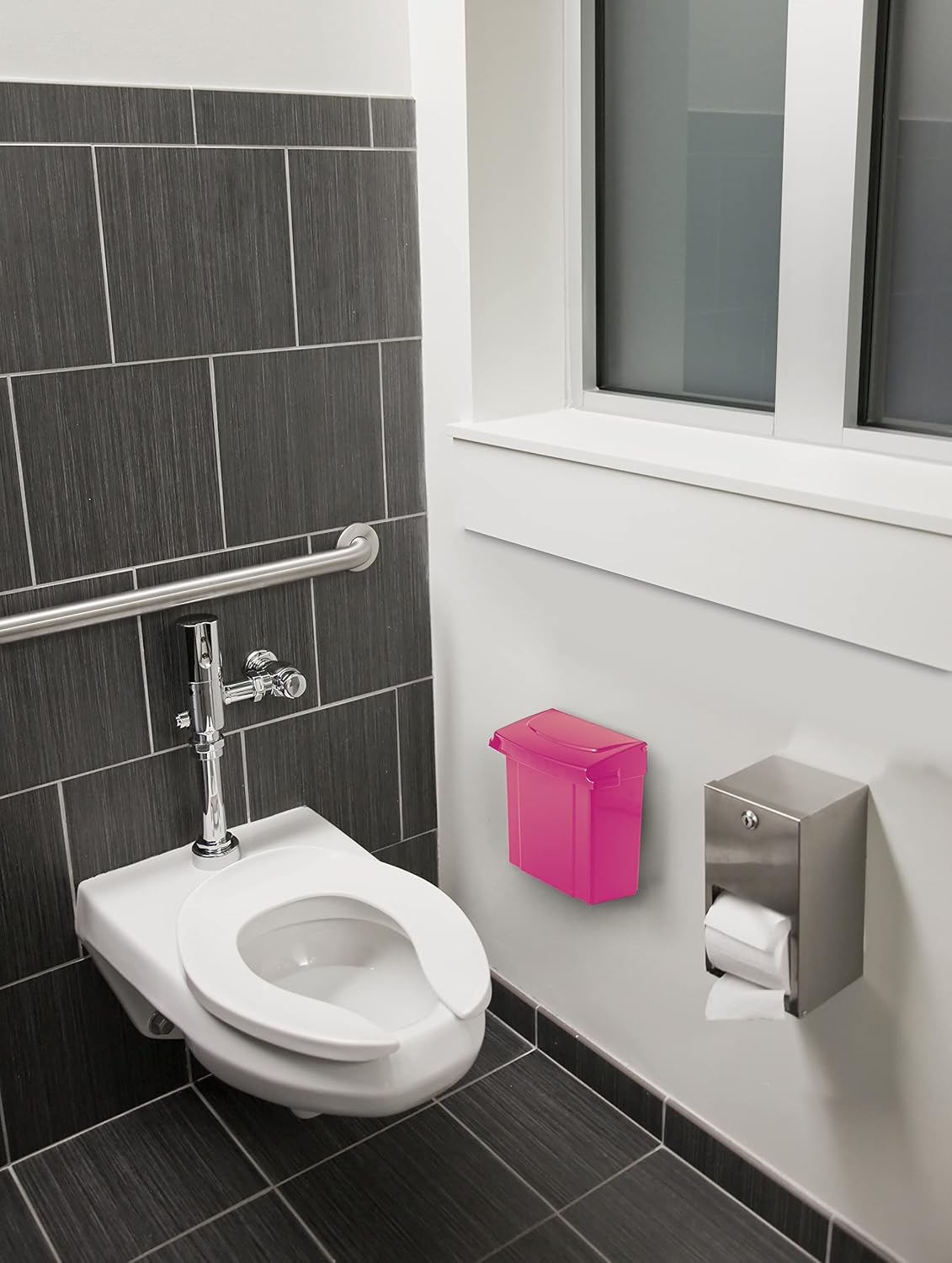 Alpine Sanitary Napkins Receptacle 5 x 9 x 12 in - Hygiene Products, Tampon & Waste Disposal Container - Durable ABS Plastic - Seals Tightly & Traps Odors -Easy Installation Hardware Included (Purple) : Health & Household