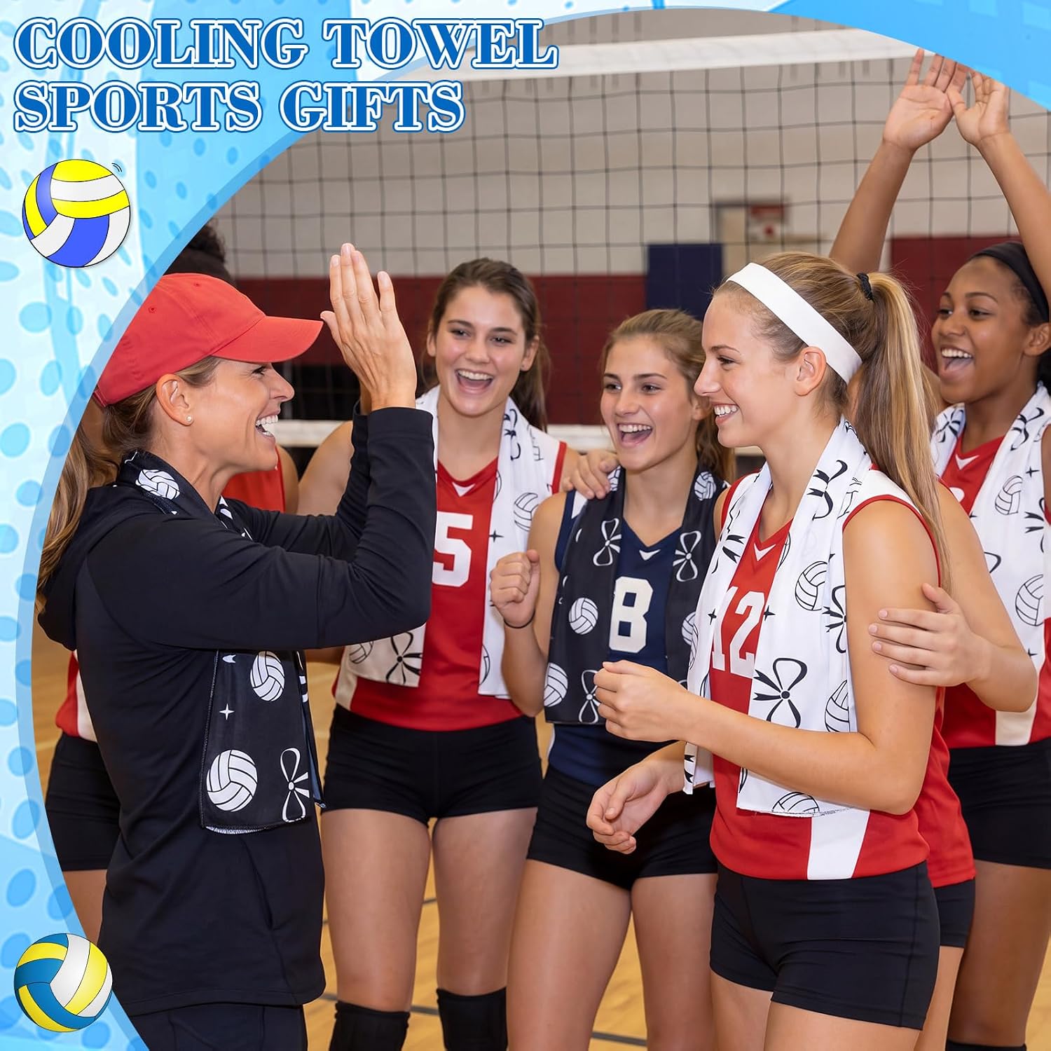 Moukeren 12 Pcs Volleyball Cooling Towels 40"x12" Volleyball Team Gift Bulk image 4