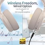 ANC Wireless Bluetooth 5.4 Headset, ENC Built-in Mic for Clear Calls, Hi-res, Foldable, Breathable Over Ear Comfort, Low Latency, Lightweight, 3.5 mm Audio Cable, Wired, for Cell Phones, Tablets, PC’s