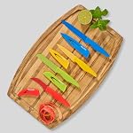 Starfrit Set of 4 Multipurpose Knives, High Carbon Stainless Steel Blades, Non-Stick Coating, Ergonomic Handles, Paring, Peeling, Santoku & Utility Knives with Sheaths