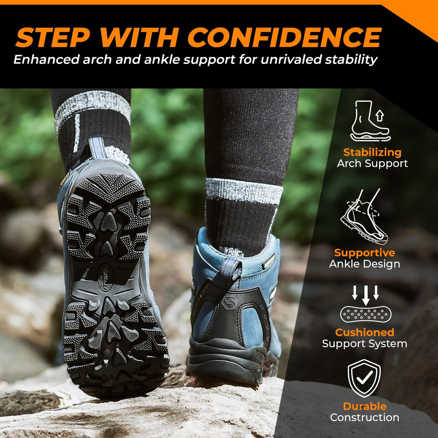 Foxelli Women’s Hiking Boots – Waterproof Lightweight Suede Leather Hiking Boots for Women with All-Day Comfort, Grip & Support for Trails, Travel & Outdoors - Image 5