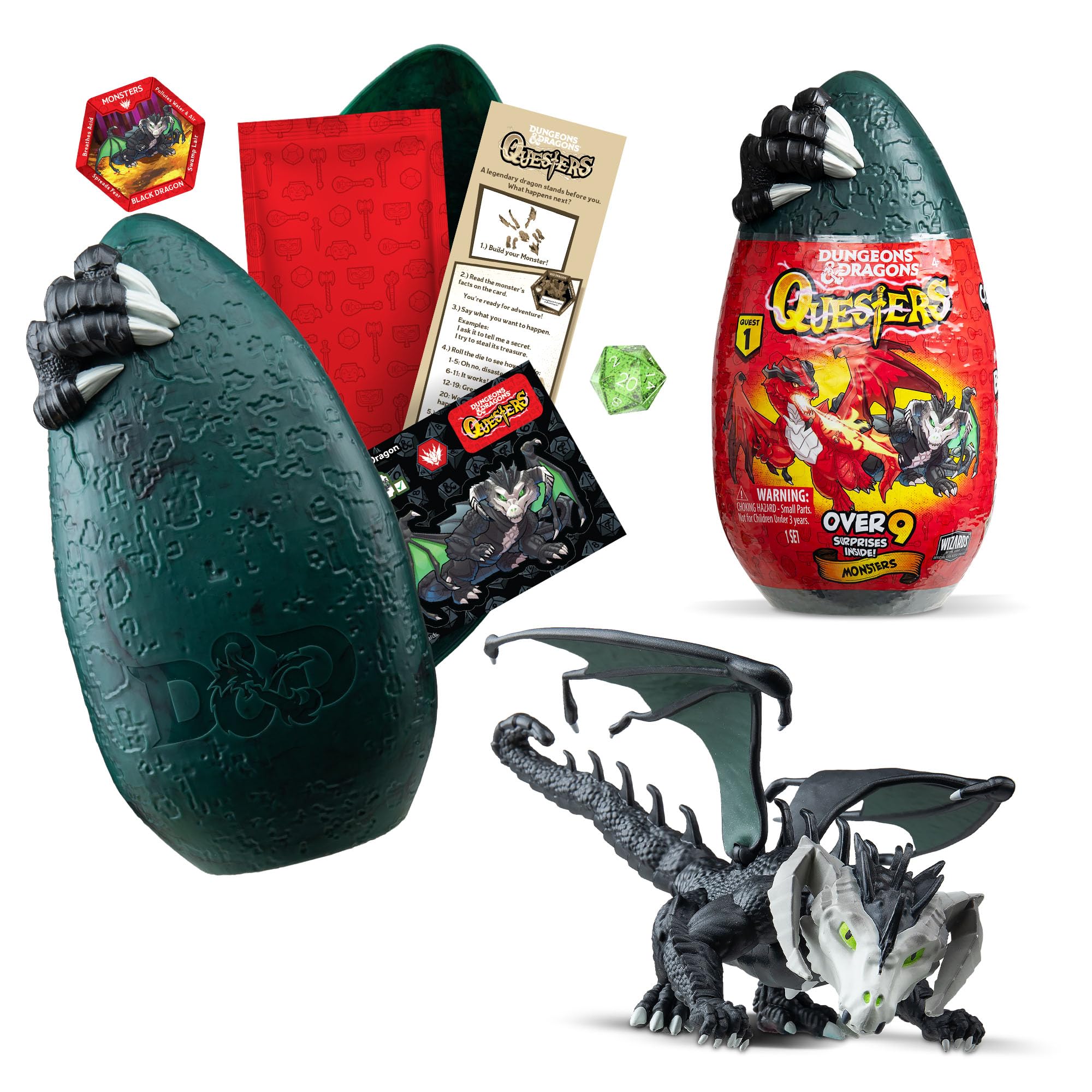 DUNGEONS & DRAGONS - QUESTERS Black Dragon Buildable Figure, Dark Ooze-Finish, Age 4+