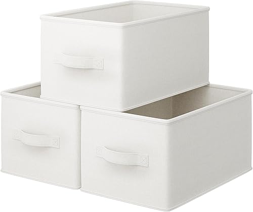 LayerSpace Contenedores de almacenamiento de tela grandes de 27 litros para estantes, cestas de almacenamiento sin olor con 2 asas, contenedores de