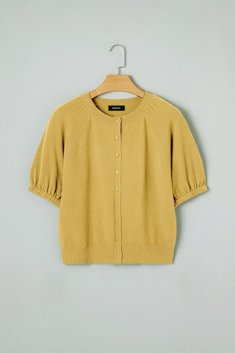 Dokotoo Women's Summer Casual Puff Short Sleeve Cardigan Sweaters Lightweight Soft Crewneck Button Down Knit Sweater Tops - Image 7