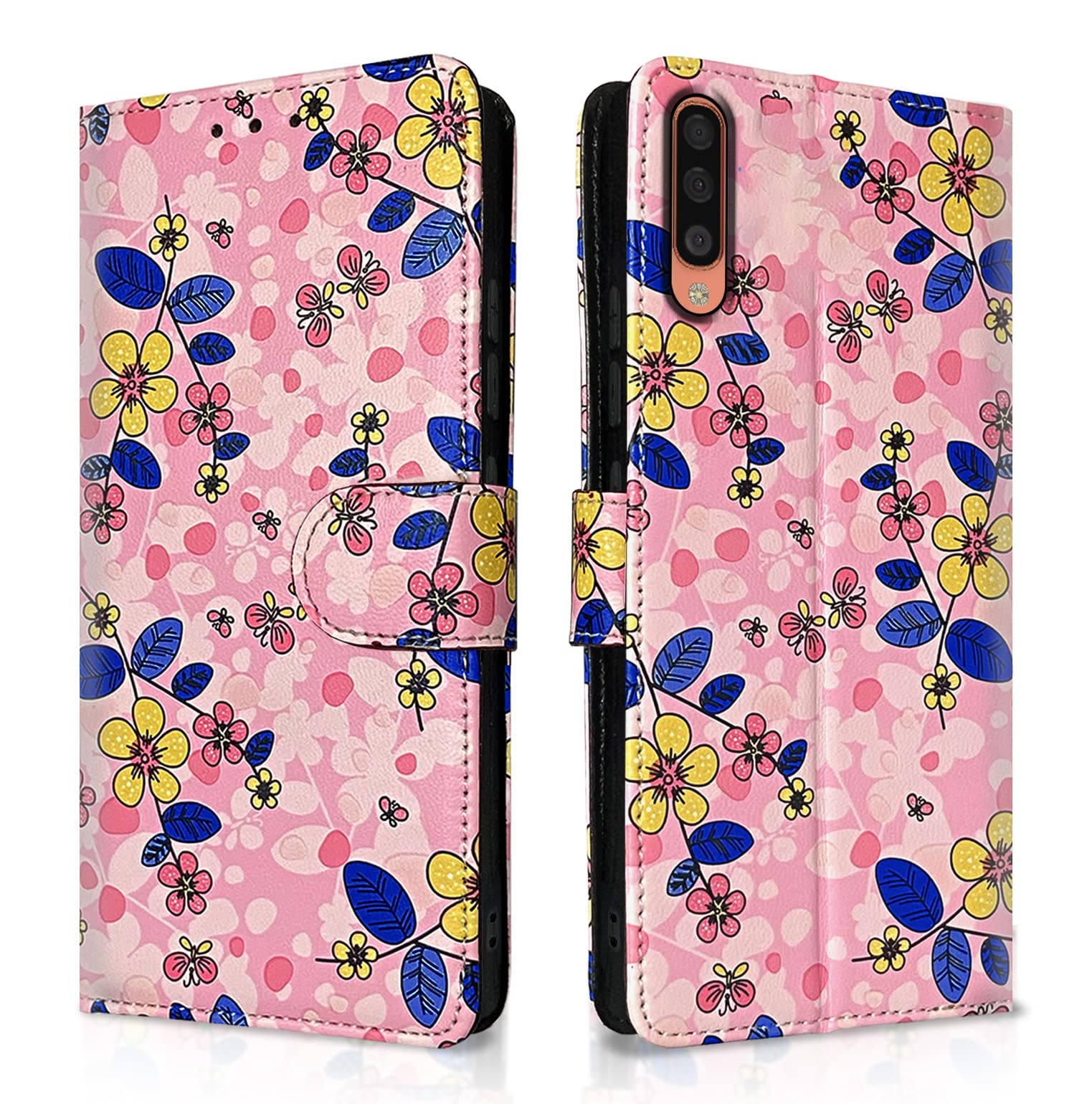 Pikkme Samsung Galaxy A50 / A50s / A30s Flip Cover for Girls Leather Finish Inside TPU with Card Pockets Wallet Stand and Shock Proof | Complete Protection Flip Case (Pink Flower) (B0C4V2F41V) Amazon Price History, Amazon Price Tracker