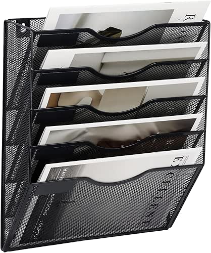 EASEPRES 5 Pocket Mesh Hanging Wall File Organizer, Wall Mounted