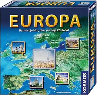 Kosmos 692636 Europa, Geografie Spiel, für 2-6 Spieler, ab 10 Jahre, Weltreise, Europa, Reise um die Welt, Brettspiel, Gesellschaftsspiel für die ganze Familie