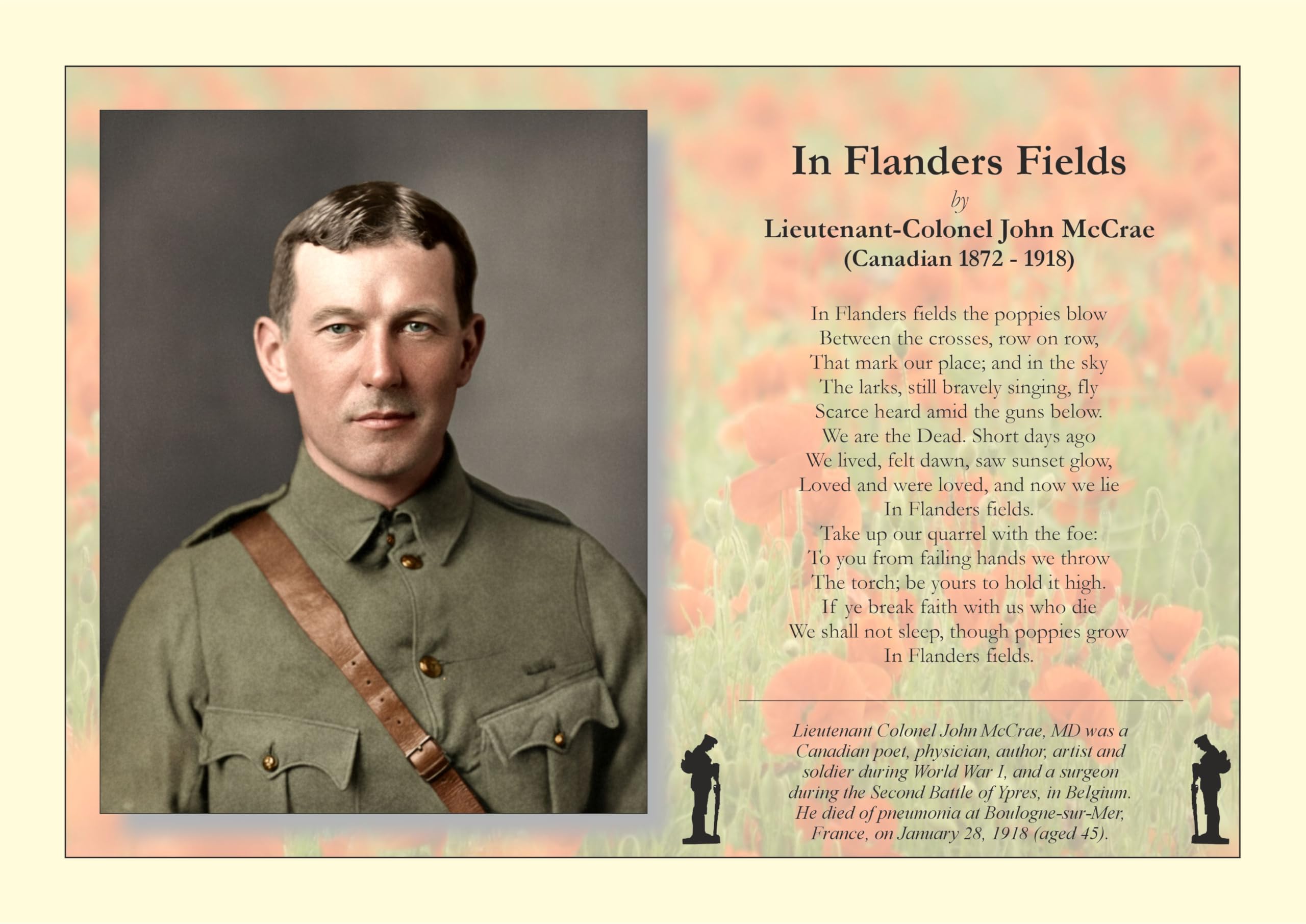 Allsup Red, Green, Black A4 Art Print: Remembrance Day Poem: "In Flanders Fields" By Col. John Mccrae