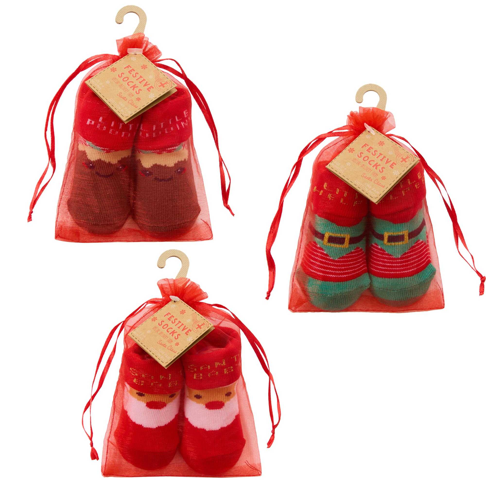 Undercover Mix 3 Pairs Baby Xmas Socks In Bag 44B988 1Xeach 6-12 Months
