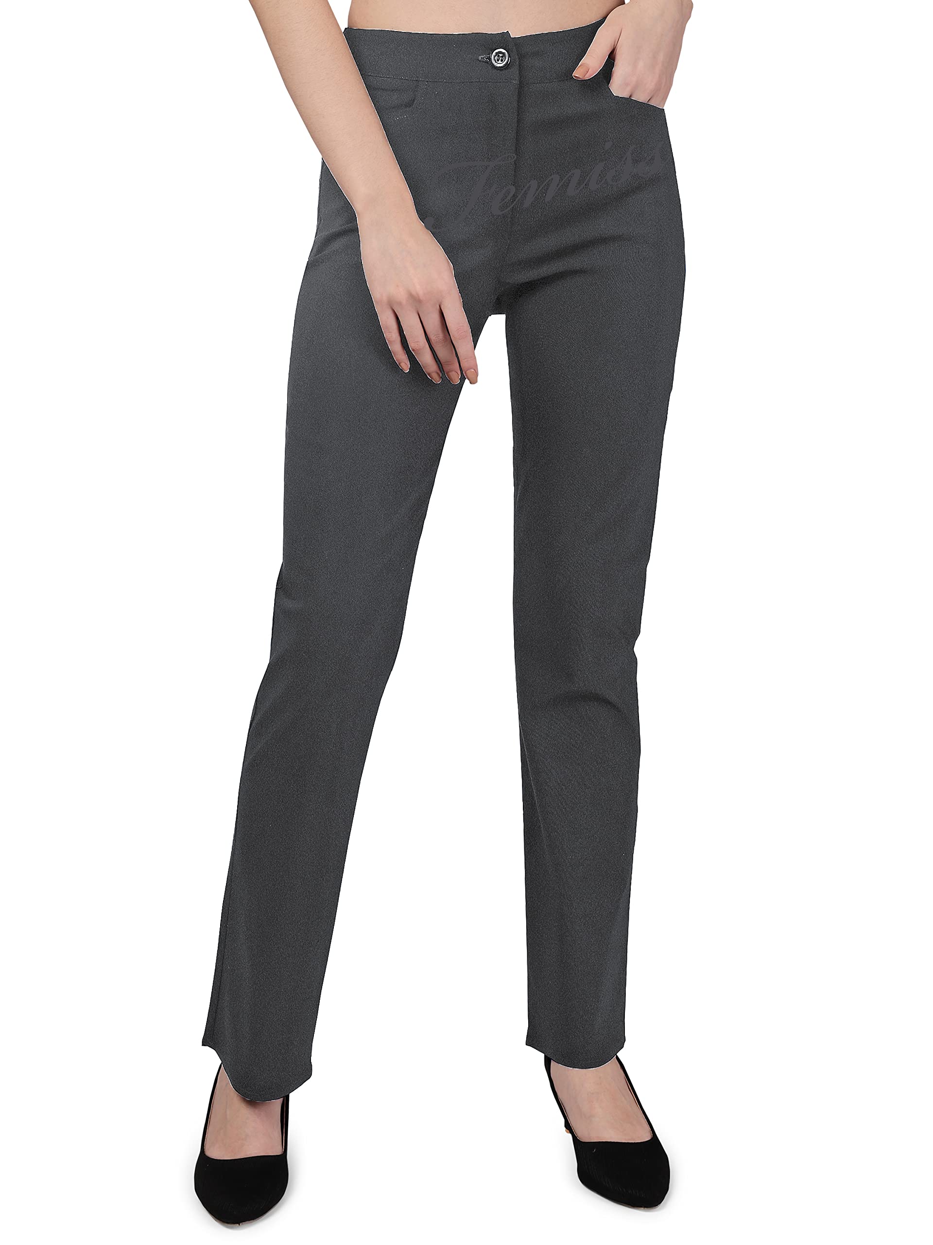 Women Bootleg Trouser Ladies High Waist Stretch Comfy Office Work Pants Girls School Straight Leg Trousers