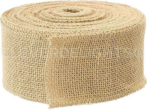 Miniatura 2 de CleverDelights Cinta de arpillera natural de 2.5 pulgadas, bordes con alambre, 25 yardas, tela de arpillera de yute