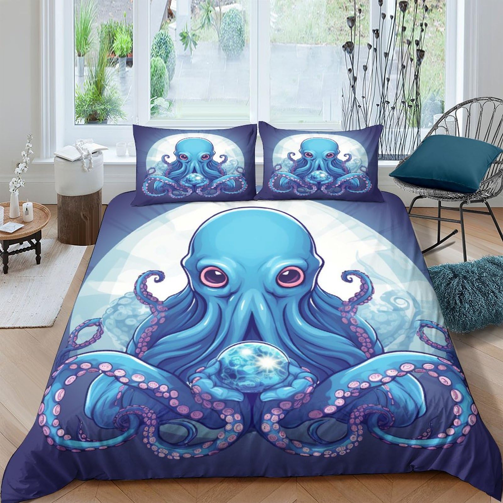 Funda de edredón de pulpo gigante suave y sin arrugas para un mantenimiento fácil