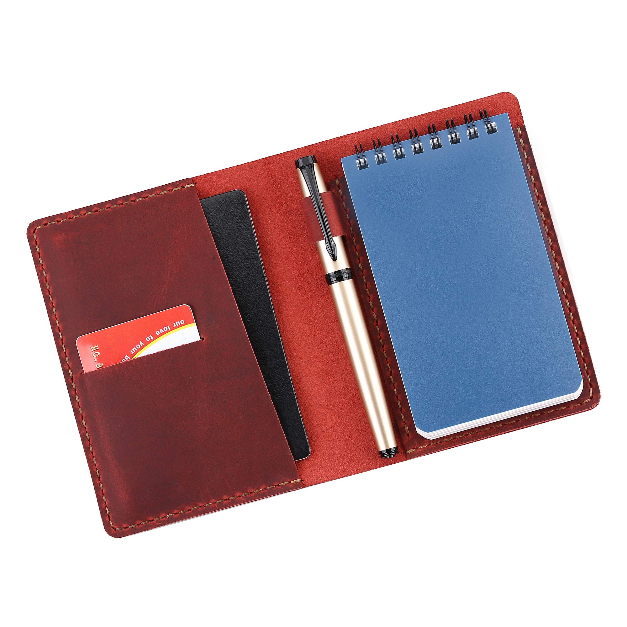 Leather Cover Compatible With Rite in the Rain Top Spiral Notebooks, Handmade Top Bound Notebook Cover For 3" x 5" Writing Pad Holder, Mini Pocket