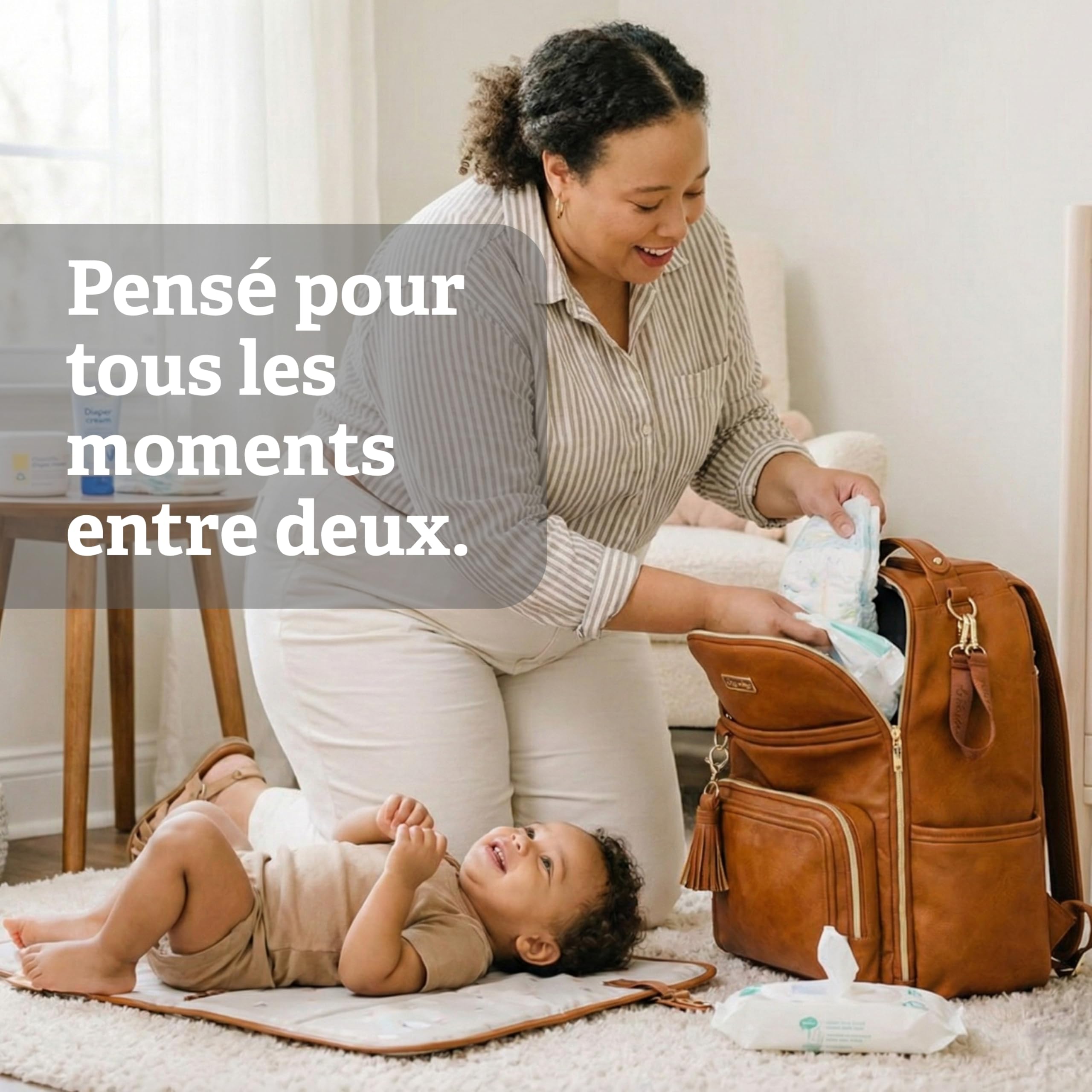 Itzy Ritzy Sac à Dos à Langer | Grand Sac à Couches avec Tapis | Assez grand pour leur monde, organisé pour le vôtre | 19 Poches, Porte-Biberons Isothermes, Attaches Poussette | Café et Crème