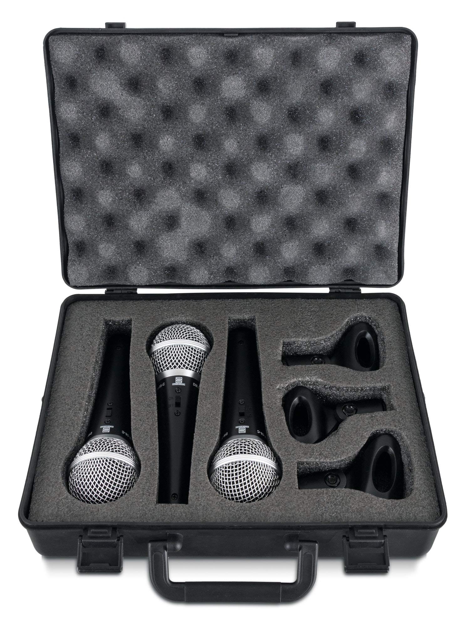 Pronomic DM-58-C Micrófono Vocal Set Inicial de 3, Cápsula: dinámica | Micrófonos universales para voz y canto, También aptos para captación de instrumentos, Sonido extremadamente equilibrado